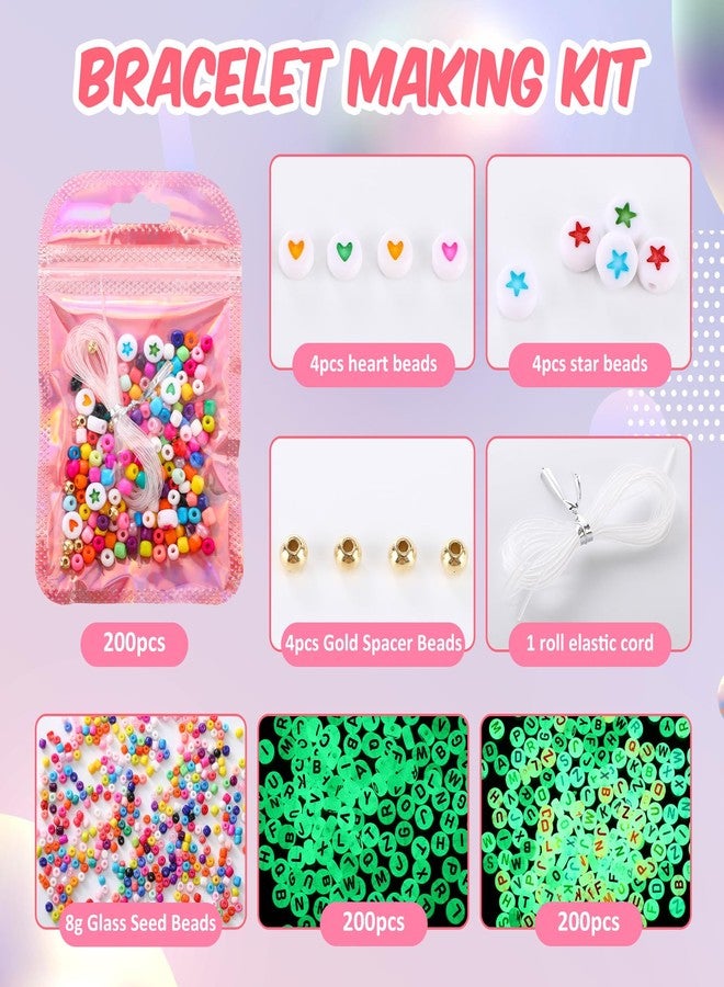 Kenning 24 Set Friendship Bracelet Making Kit Colorful Glow in The Dark Letter Bead DIY Jewelry Supplies Various Bead Set Personalised Bracelet for Wedding Birthday Gift Craft Wrapped - Image 2