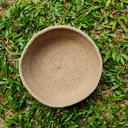 ATMAH Oatmeal Zeal Round Handwoven Natural Cotton Planter Basket(Small-22cm X 22cm) - Image 2
