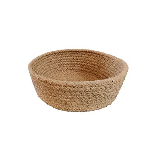 ATMAH Oatmeal Zeal Round Handwoven Natural Cotton Planter Basket(Small-22cm X 22cm) - Image 1