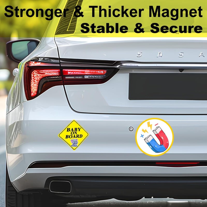 ARS Baby on Board Magnet for Car, Reflective Babies on Board Magnetic Sticker Car Sign, 2 Pack Waterproof Kids Safety First Warning for Parents(Yellow - 2 Pack) - Image 5
