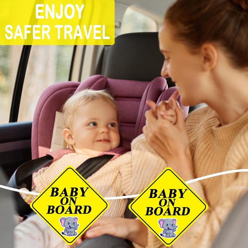 ARS Baby on Board Magnet for Car, Reflective Babies on Board Magnetic Sticker Car Sign, 2 Pack Waterproof Kids Safety First Warning for Parents(Yellow - 2 Pack) - Image 2