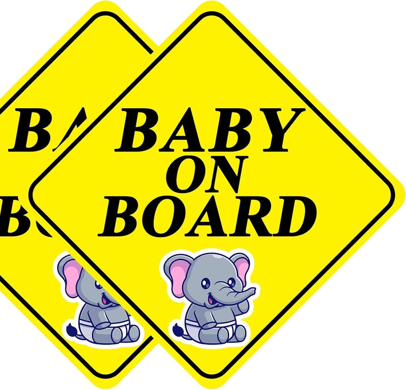 ARS Baby on Board Magnet for Car, Reflective Babies on Board Magnetic Sticker Car Sign, 2 Pack Waterproof Kids Safety First Warning for Parents(Yellow - 2 Pack) - Image 1