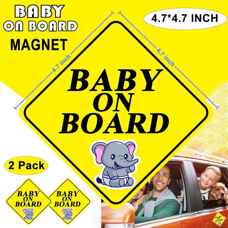 ARS Baby on Board Magnet for Car, Reflective Babies on Board Magnetic Sticker Car Sign, 2 Pack Waterproof Kids Safety First Warning for Parents(Yellow - 2 Pack) - Image 4