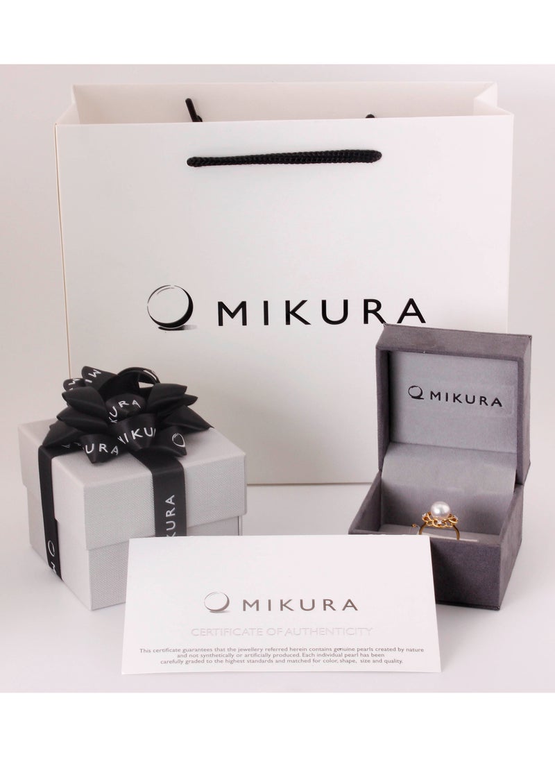 MIKURA Ring, Freshwater Pearls, A Quality, White Color, 9.5-9.0MM, 18KW, 2D 0.01CT - Image 5
