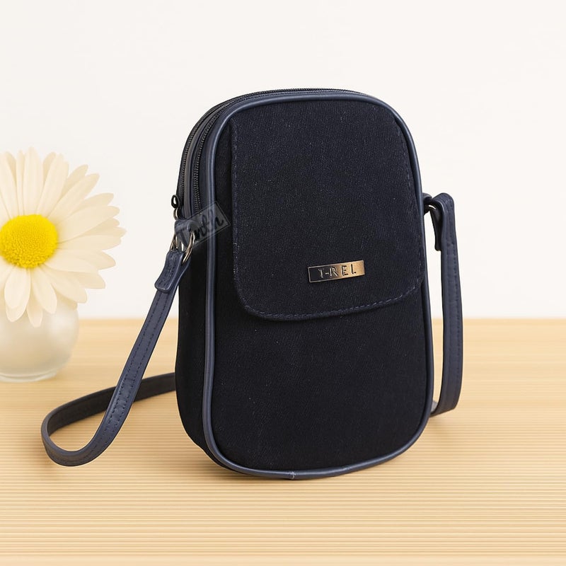 Tinth Girls Denim Adjustable Long Belt Smartphone Sling Bag - Image 2