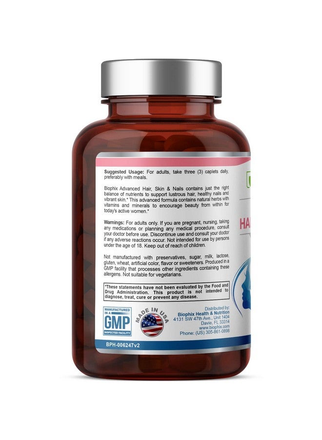 biophix Hair Skin And Nails Complex 180 Caplets With 10000 Mcg Biotin Multivitamin Supports Strong Nails Beautiful Hair Healthy Aging - Image 3