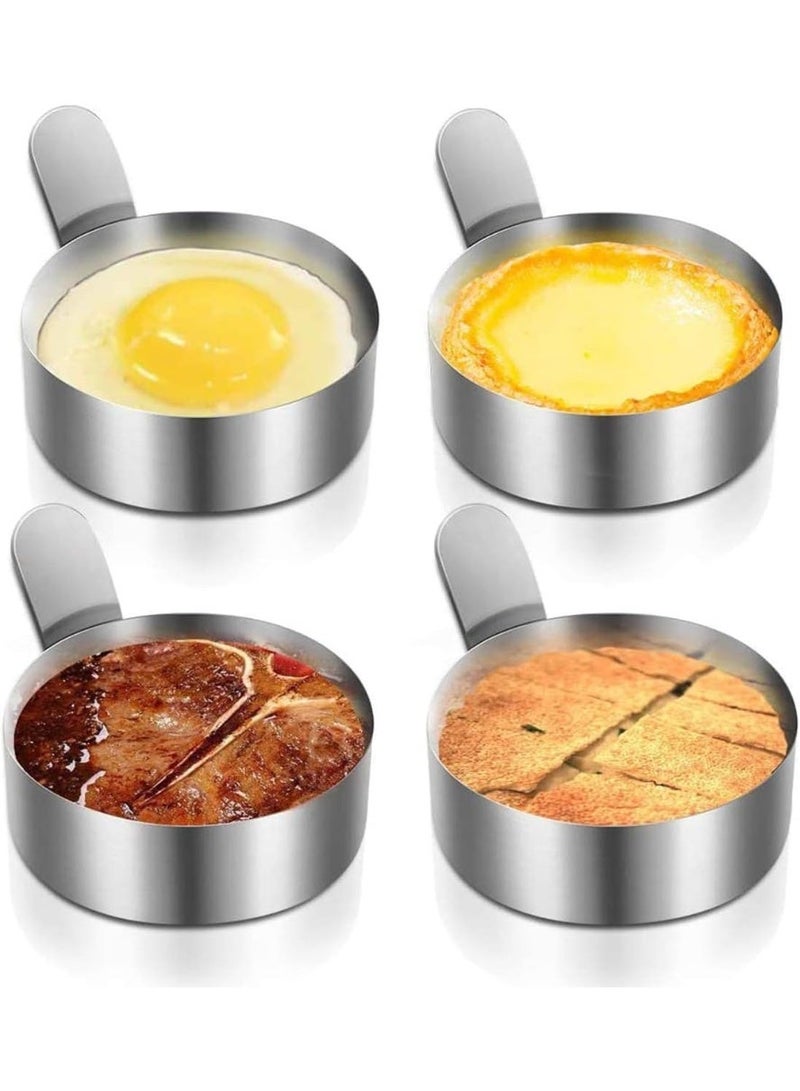 ChicAbode 4 Pcs Egg Ring, Stainless Steel Round Egg Frying Rings, Round Egg Cooker Rings For Frying Shaping Cooking Eggs, Egg Maker Molds, Non Stick Egg Shaper Mold, for Griddle Pan for Frying Cooking - Image 1