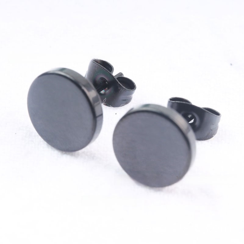 Fashion Titanium Barbell Earrings for Men and Women 10mm black one