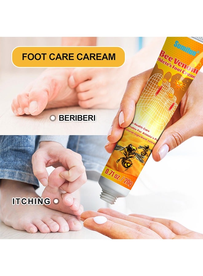 سوميفون Bee Venom Athletes كريم القدم كريم رائحة القدم الرياضي كريم القدم كريم مضاد للفطريات كريم مضاد للبكتيريا للرياضيين علاج تعقيم القدم مضاد للعدوى إصلاح العناية بالقدم 20 جم - Image 4