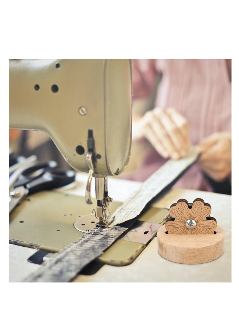 Daisy Thread Cutter, Tabletop Blade Saver Yarn Cutter, with Anti-Slip Stand Wooden Rotary Thread Cutting Tool, Sewing Seam Supplies Quilting Notions, 5 Cutting Positions, Anti-Slip Design - Image 5