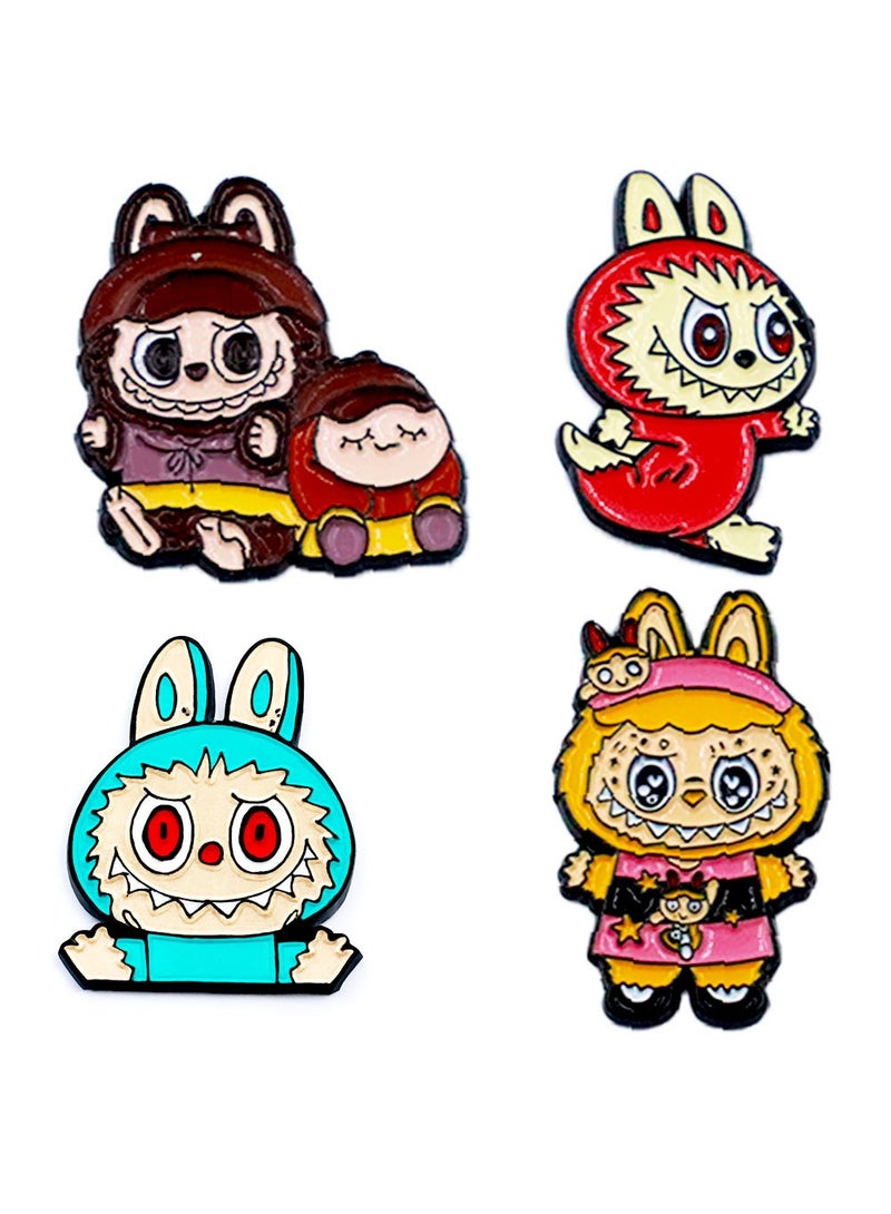 Labubu Multicolor Character Stickers for Mobile Phone or Any Smooth Surface - 4 Pieces with 3M Glue  - Image 1