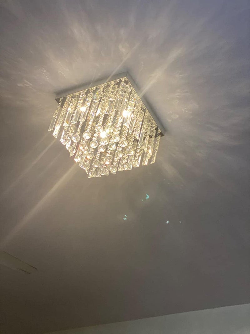 CRYSTA WORLD K9 Crystal Chandelier Modern Light Fixture(Warm White) (Design 12) L14/W14/H13 - Image 4