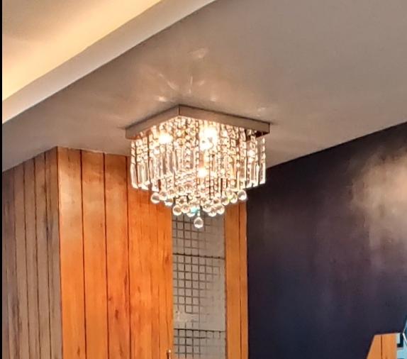 CRYSTA WORLD K9 Crystal Chandelier Modern Light Fixture(Warm White) (Design 12) L14/W14/H13 - Image 1