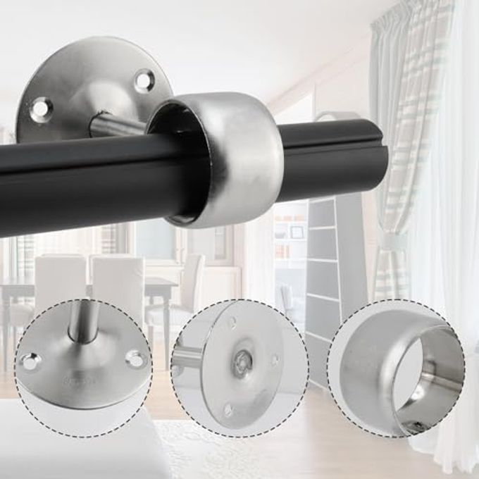 Antrader 1-1/2" Curtain Rod Ceiling Mount Bracket, Stainless Steel Flange Bracket, Shower Curtain Wardrobe Closet Rod Holder with Screws, Silver Pack of 4 - Image 5