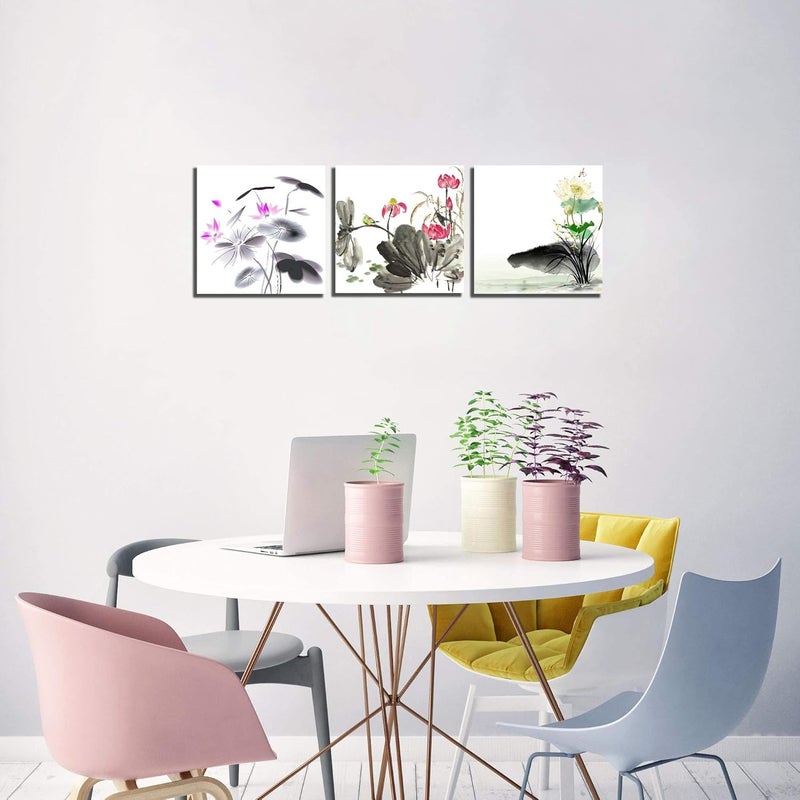 NAN Wind Traditional Chinese Lotus Flower Canvas Art Set - Image 4