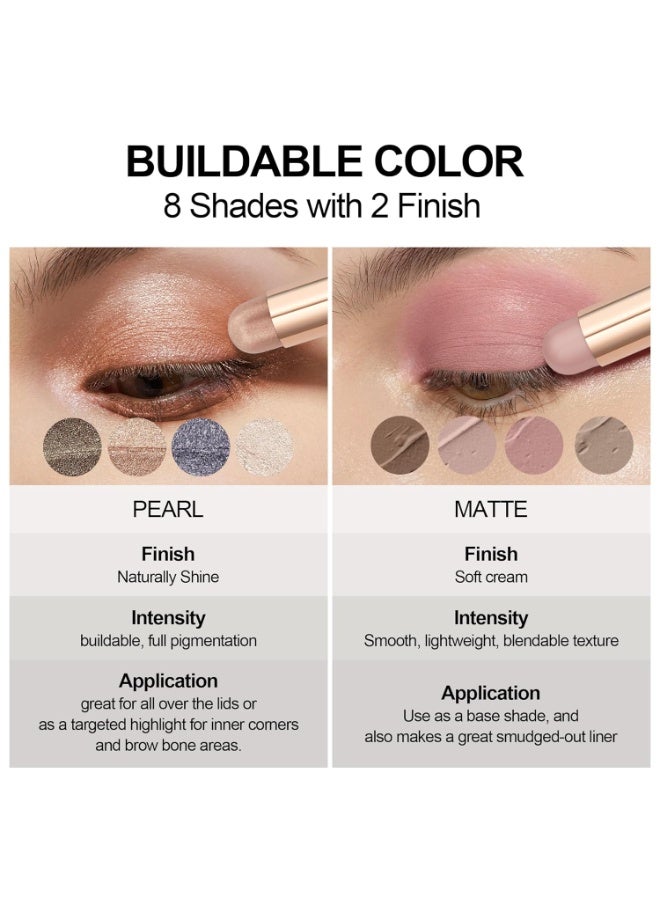 FV FV Long Lasting Cream Eyeshadow Stick, Waterproof & High Pigmented Eye Shadow Sticks Duo with Blending Brush, Crease-Proof & Natural Finish Eyeshadow Pencil, Rose Matte - Image 4