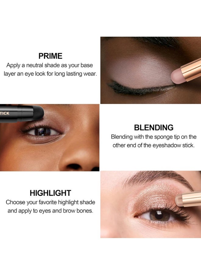 FV FV Long Lasting Cream Eyeshadow Stick, Waterproof & High Pigmented Eye Shadow Sticks Duo with Blending Brush, Crease-Proof & Natural Finish Eyeshadow Pencil, Rose Matte - Image 5