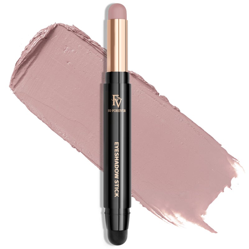 FV Long Lasting Cream Eyeshadow Stick, Waterproof & High Pigmented Eye Shadow Sticks Duo with Blending Brush, Crease-Proof & Natural Finish Eyeshadow Pencil, Rose Matte - Image 1