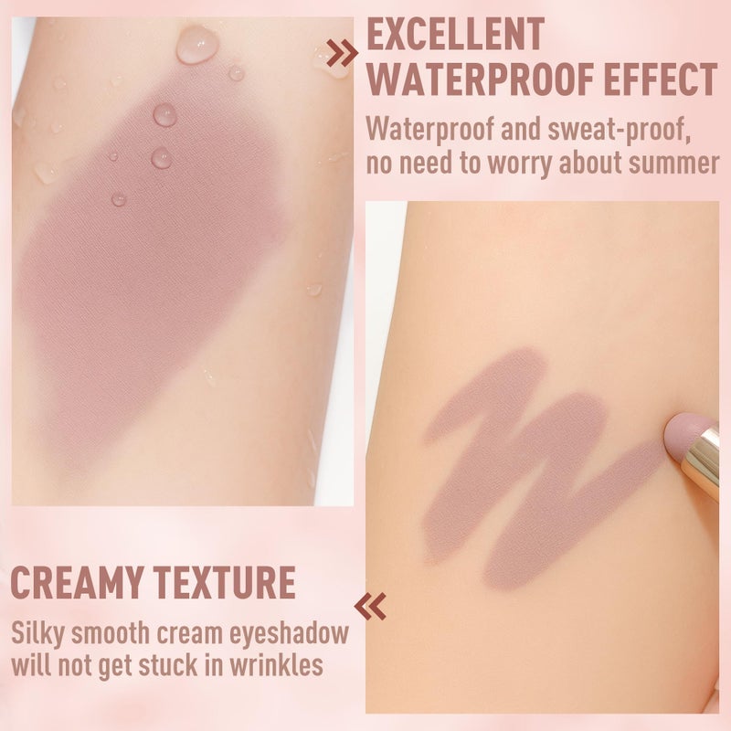 FV Long Lasting Cream Eyeshadow Stick, Waterproof & High Pigmented Eye Shadow Sticks Duo with Blending Brush, Crease-Proof & Natural Finish Eyeshadow Pencil, Rose Matte - Image 3