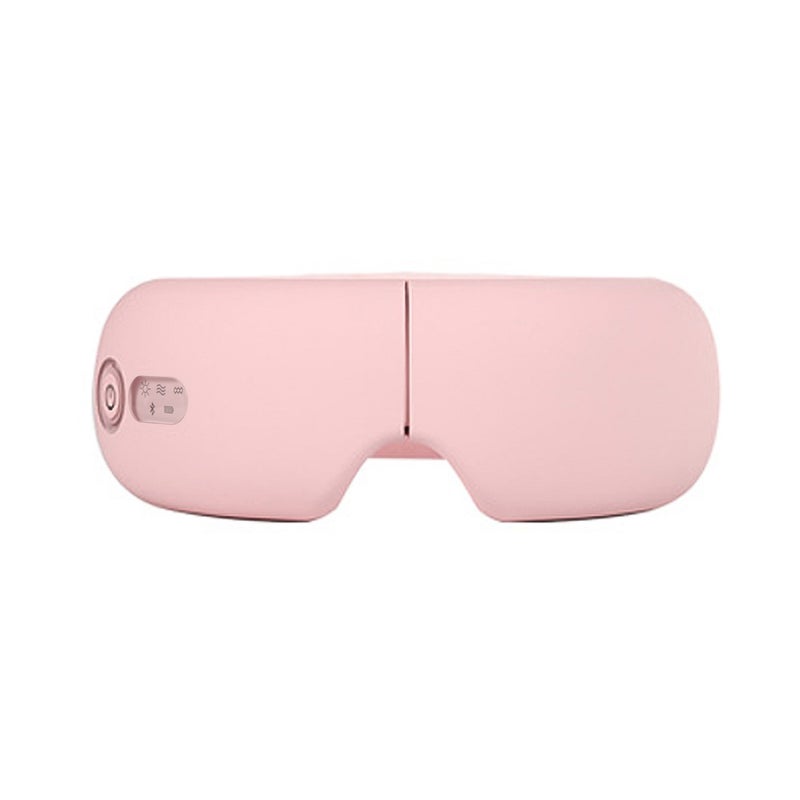 Electric Eye Massager with Heat Vibration for Relieve Eye Strain Built-in Battery Adjustable Elastic Band 4 Modes BT Music Connection Pink - Image 1
