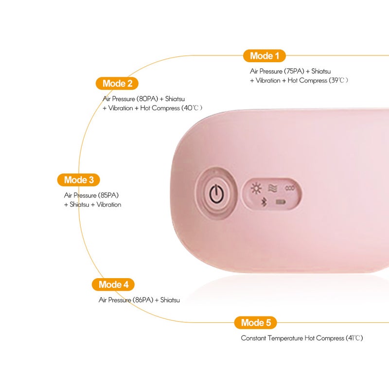 Electric Eye Massager with Heat Vibration for Relieve Eye Strain Built-in Battery Adjustable Elastic Band 4 Modes BT Music Connection Pink - Image 4