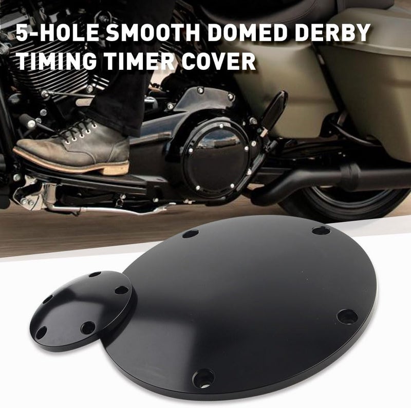 GZYF Motorcycle CNC 5 Holes Derby Cover & Point Cover for Harley Dyna 1999-2017, Softail 1999-UP, Touring FLHT FLHR FLHX FLTR FLHTCUTG 1999-2015, Black - Image 2