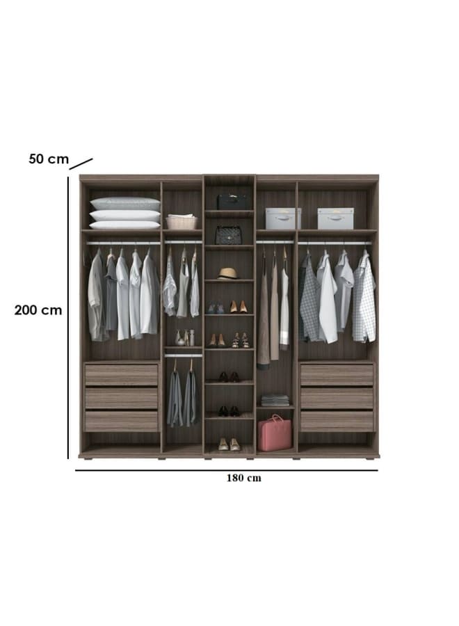 ريترو خزانة ملابس 180×50×200سم – بني - Image 2