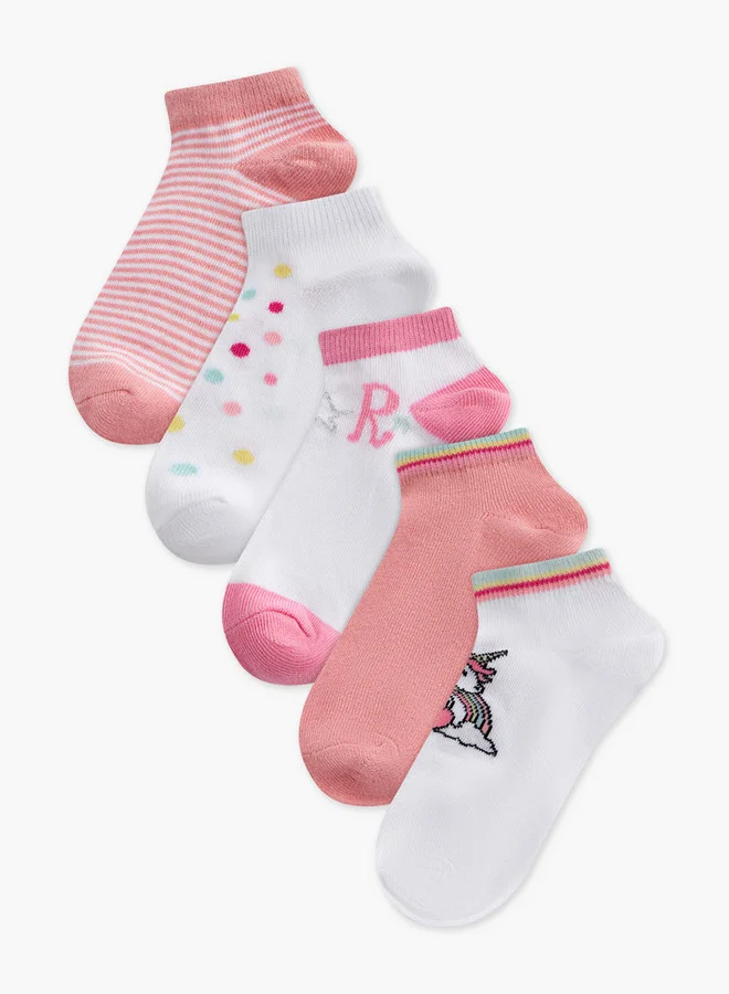 Flora Bella By Shoexpress Assorted Ankle Length Socks - Set of 5