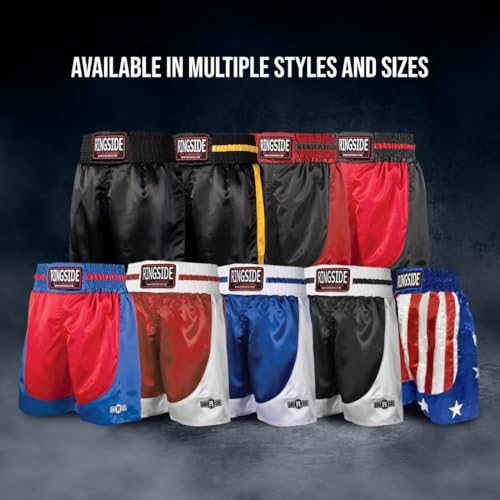 Ringside Pro-Style Boxing Trunks, Satin Boxing Shorts for Men and Women, Ideal for Boxing, MMA, Muay Thai, Black/Gold, Medium - Image 3