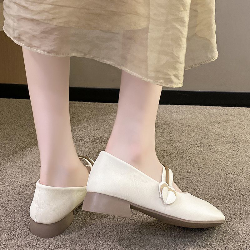 Flat Mary Leather Shoes Evening Breeze Soft Sole Gentle French Shallow Mouth Beanie Shoes Casual - Image 4