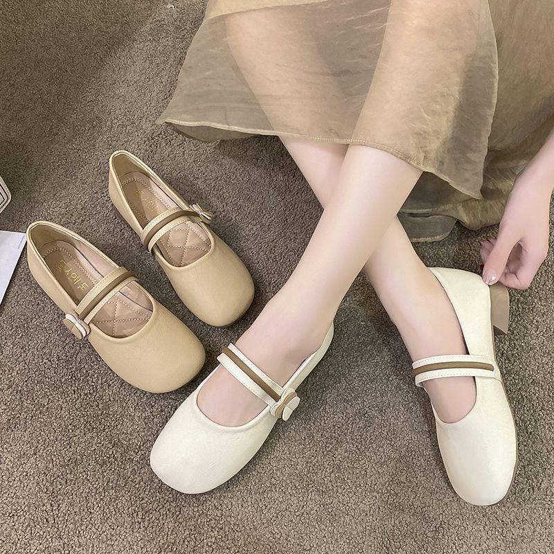 Flat Mary Leather Shoes Evening Breeze Soft Sole Gentle French Shallow Mouth Beanie Shoes Casual - Image 5