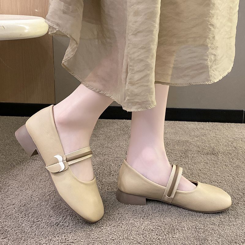 Flat Mary Leather Shoes Evening Breeze Soft Sole Gentle French Shallow Mouth Beanie Shoes Casual - Image 2