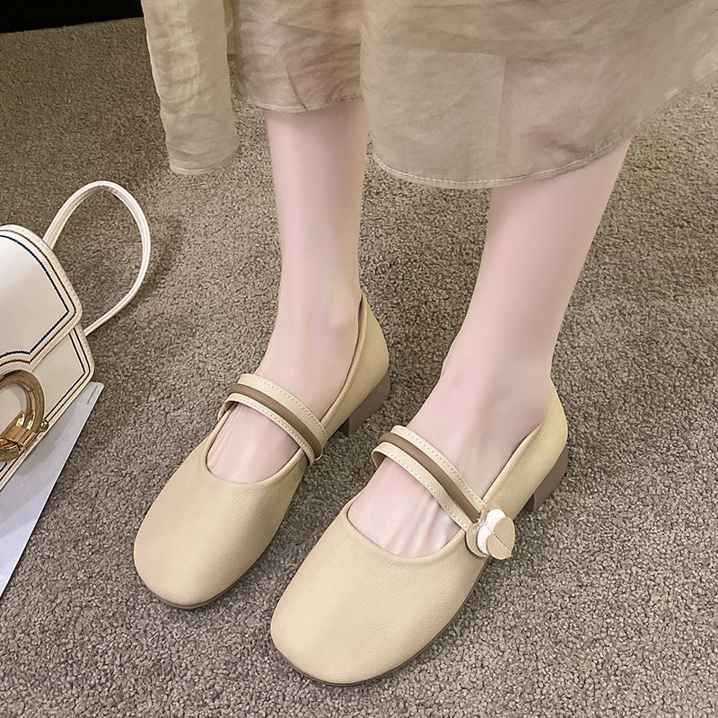 Flat Mary Leather Shoes Evening Breeze Soft Sole Gentle French Shallow Mouth Beanie Shoes Casual - Image 3