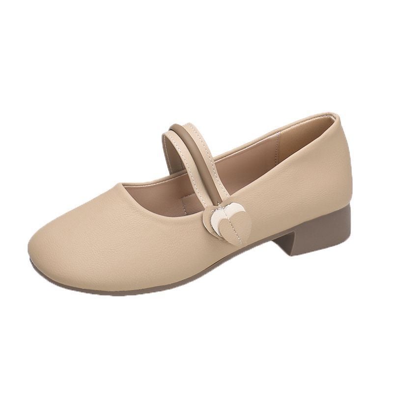 Flat Mary Leather Shoes Evening Breeze Soft Sole Gentle French Shallow Mouth Beanie Shoes Casual - Image 1