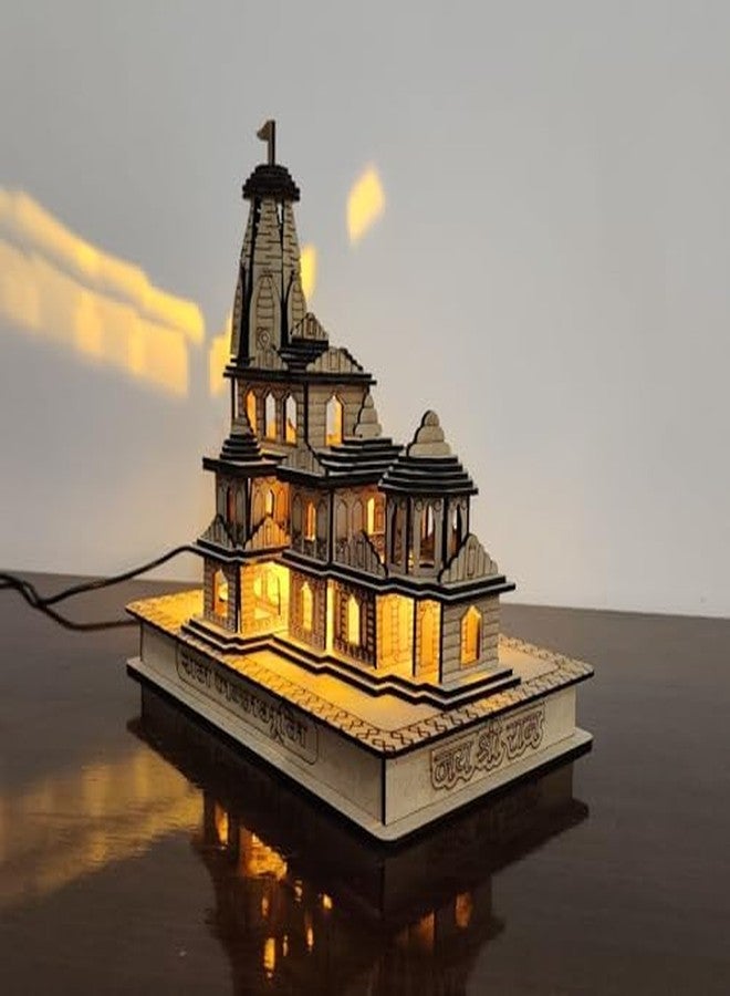 GIFTZORO Jai Shree Ram Mandir Ayodhya Temple Metal Wall Art Wooden 3D Model Handcrafted Decorative Showpiece Showpiece Ram Bhakts Posh Peice Polished Board Hindu Temple Holi Festivals Gift - Image 3