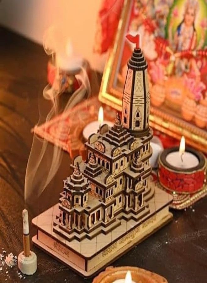 GIFTZORO Jai Shree Ram Mandir Ayodhya Temple Metal Wall Art Wooden 3D Model Handcrafted Decorative Showpiece Showpiece Ram Bhakts Posh Peice Polished Board Hindu Temple Holi Festivals Gift - Image 2