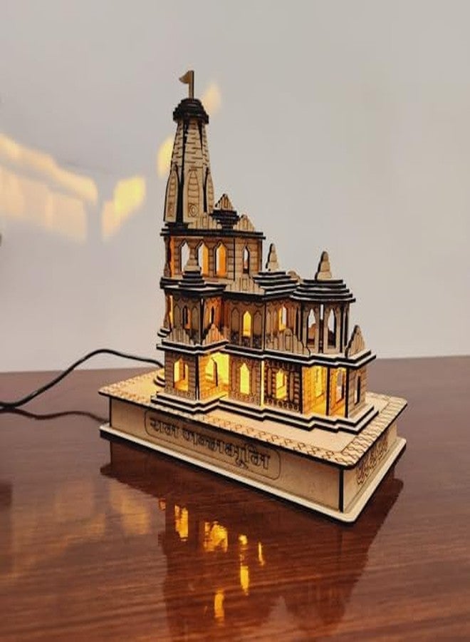 GIFTZORO Jai Shree Ram Mandir Ayodhya Temple Metal Wall Art Wooden 3D Model Handcrafted Decorative Showpiece Showpiece Ram Bhakts Posh Peice Polished Board Hindu Temple Holi Festivals Gift - Image 1