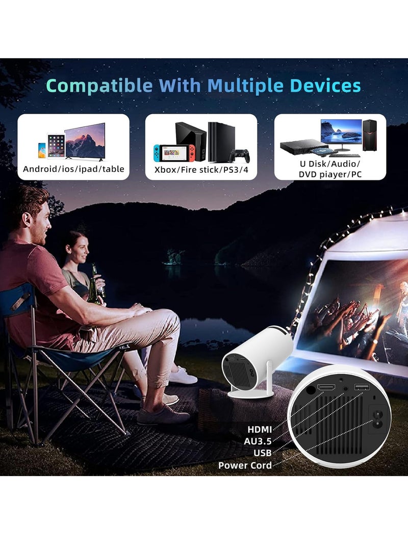40''-130'' Smart Mini Projector 4K 5G WIFI, Big Screen Experience with Premium 360 Sound, 5.0 Bluetooth Movie Projector Compatible With Android/iOS/Windows/TV Stick/HDMI/USB/Audio 3.5 white  - Image 2