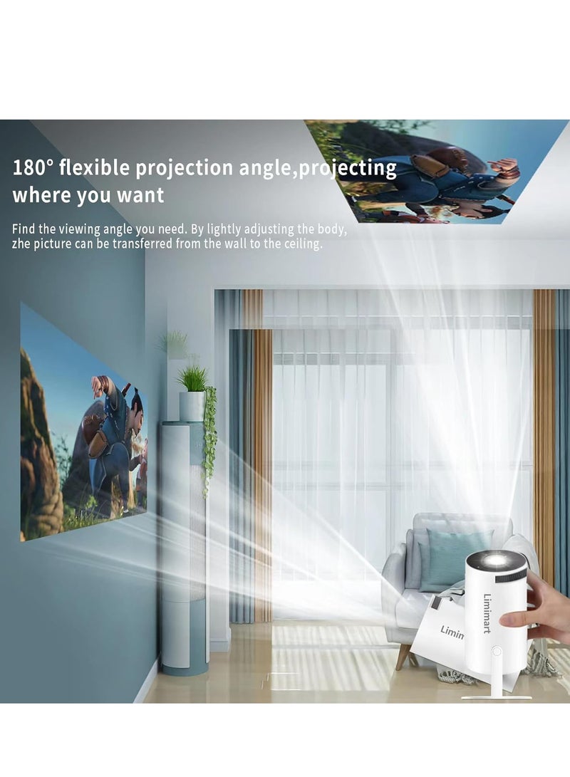 40''-130'' Smart Mini Projector 4K 5G WIFI, Big Screen Experience with Premium 360 Sound, 5.0 Bluetooth Movie Projector Compatible With Android/iOS/Windows/TV Stick/HDMI/USB/Audio 3.5 white  - Image 4