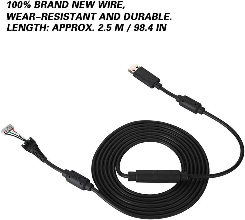 Hakeeta 8.2FT USB 5Pin Gamepad Cable Replacement Wire with Breakaway Adapter for 360, Replacement Cable for 360 Controller USB Cable for 360 (Black) - Image 3