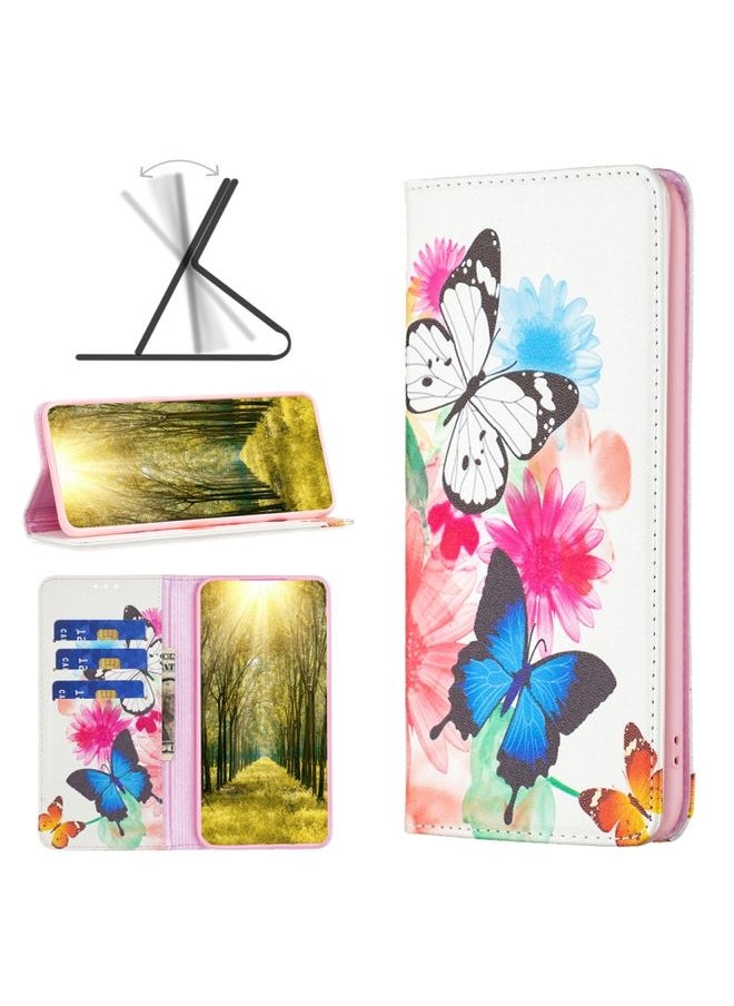 HuHa Case Cover For For Nokia G11 / G21 Colored Drawing Pattern Invisible Magnetic Leather Phone Case(Two Butterflies) 