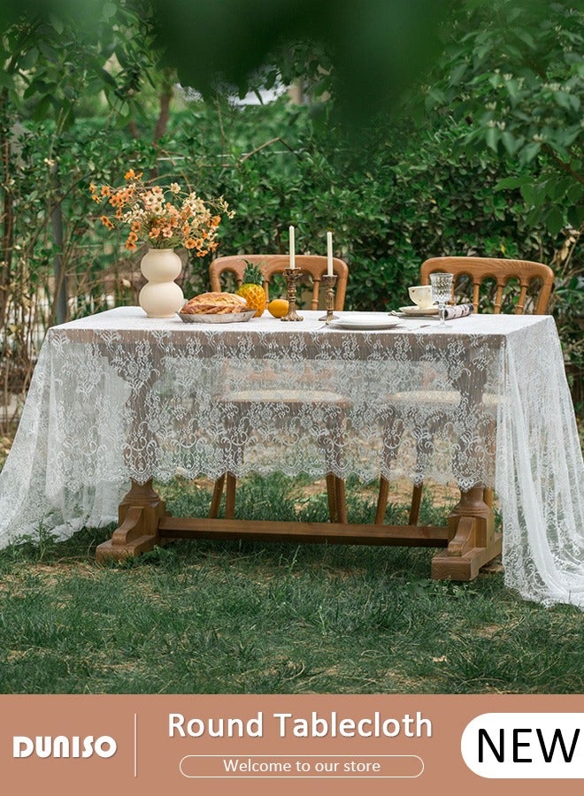 DUNISO مفرش طاولة دانتيل مستطيل 180*300 سم مفرش طاولة زفاف كلاسيكي مفرش طاولة دانتيل تغطي مفرش طاولة ريفي مفرش طاولة مزهر لتزيين حفلات الزفاف طاولة الطعام مطبخ حفلة عيد ميلاد نزهة داخلية وخارجية - Image 1