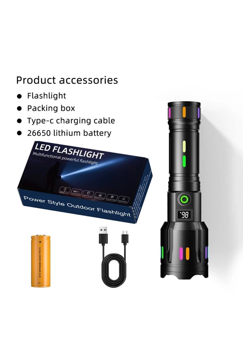 إيروريكس مصباح يدوي LED عالي الطاقة ذو مدى طويل مزود ببطارية G61-FJH، فيلم امتصاص فلورسنت