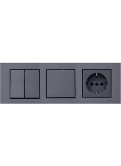 Ovivo Grano Smoked 3 Piece Set Commutator, Switch and Grounded Socket Set 