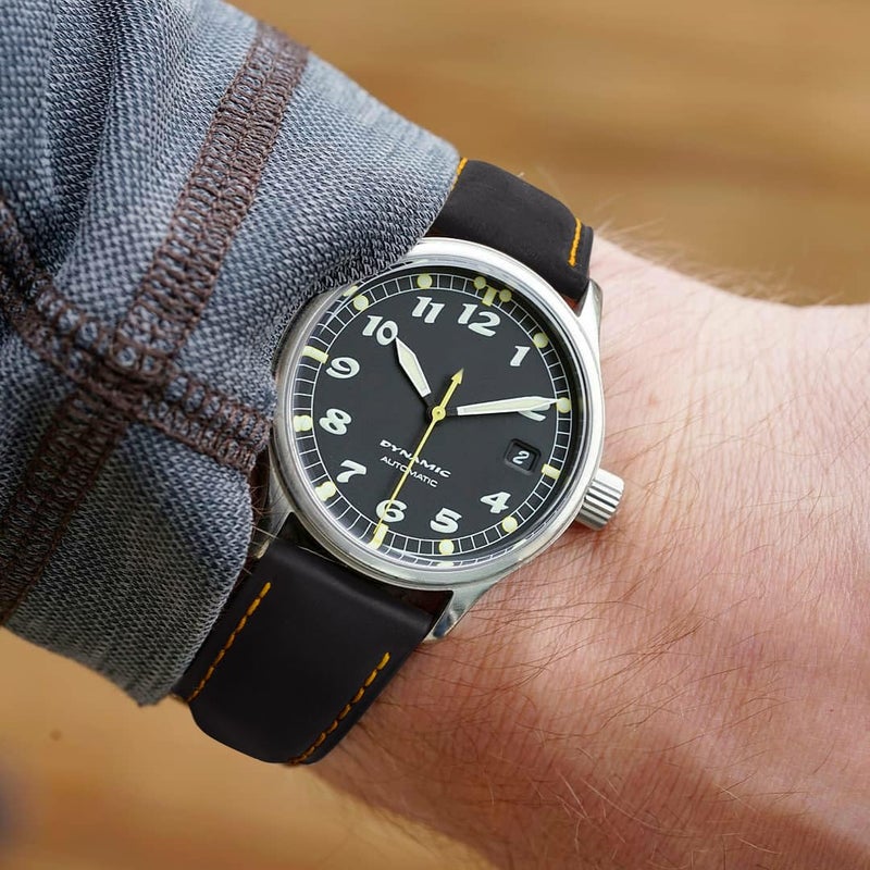 Ritche Quick Release Leather Watch Band 18mm 19mm 20mm 21mm 22mm 23mm 24mm Leather Watch Strap, Black & Orange & Black, 22 mm, Classic - Image 3