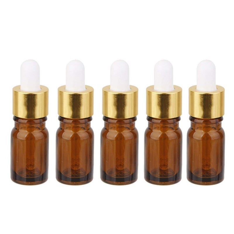 DIY Crafts DIY Crafts Pack Of 5 PC Glass Dropper Bottles Mini Amber Glass Via with Pipette Dropper Bottles Aromatherapy Essential Oil RefiPack Of 5 PC Glass Dropper Bottles  - Image 2