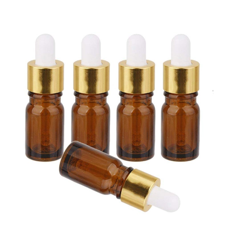 DIY Crafts DIY Crafts Pack Of 5 PC Glass Dropper Bottles Mini Amber Glass Via with Pipette Dropper Bottles Aromatherapy Essential Oil RefiPack Of 5 PC Glass Dropper Bottles  - Image 1