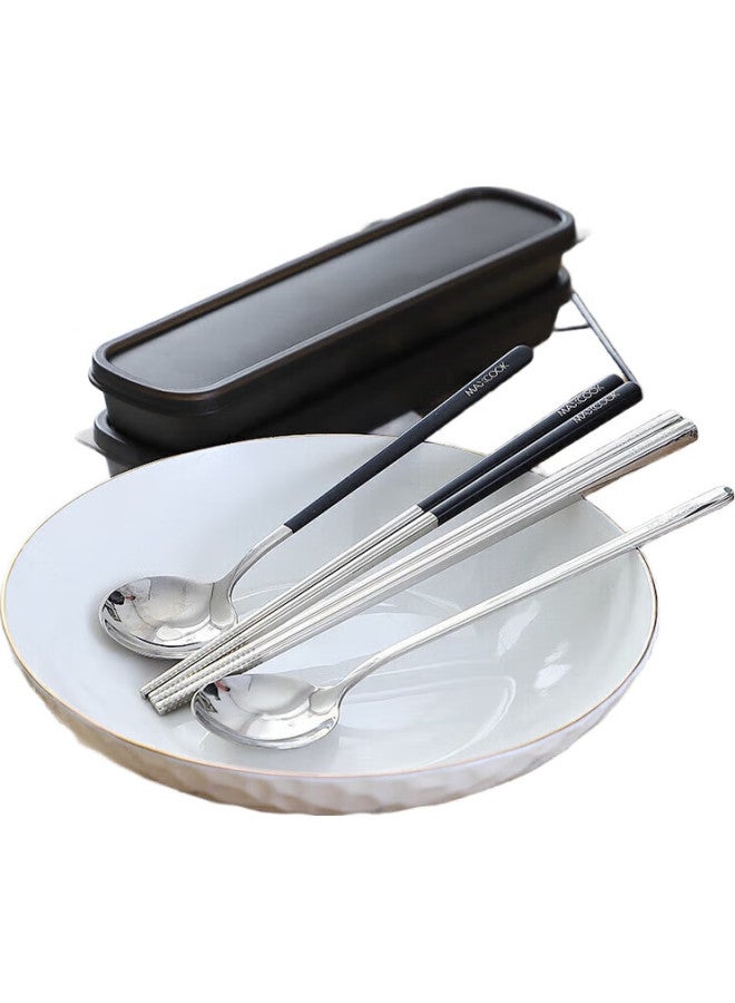 MAX COOK (Maxcook) 304 Stainless Steel Chopsticks And Spoon Cutlery Set, Creative Portable Chopsticks And Spoon Three-Piece Set In Natural Color Mcgc849 - Image 1