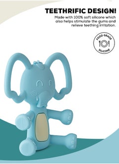 BAYBEE Elephant Silicone Teether For Baby Bpa Free Food Grade Silicone Teether For Babies To Soothe Their Gums Easy To Grasp Chewing Toy Teething Toys Baby Teether For 6 To 12 Months Baby Infant Blue  - Image 4