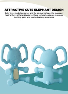 BAYBEE Elephant Silicone Teether For Baby Bpa Free Food Grade Silicone Teether For Babies To Soothe Their Gums Easy To Grasp Chewing Toy Teething Toys Baby Teether For 6 To 12 Months Baby Infant Blue  - Image 5